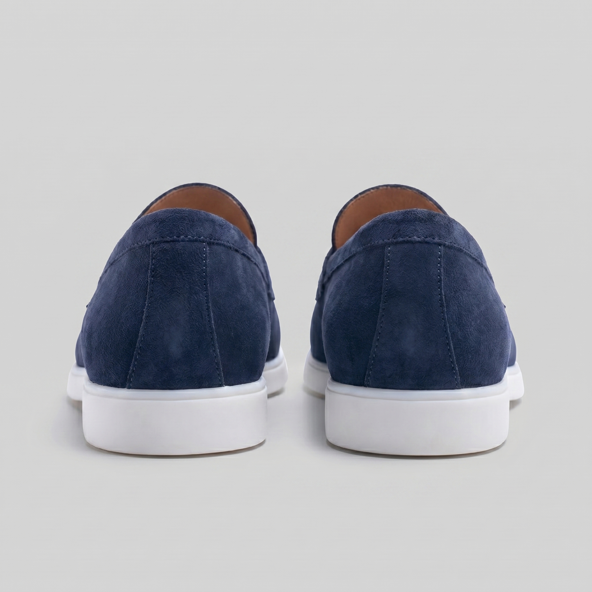 Mocasines de ante con puntera para hombre, suela blanca, casual