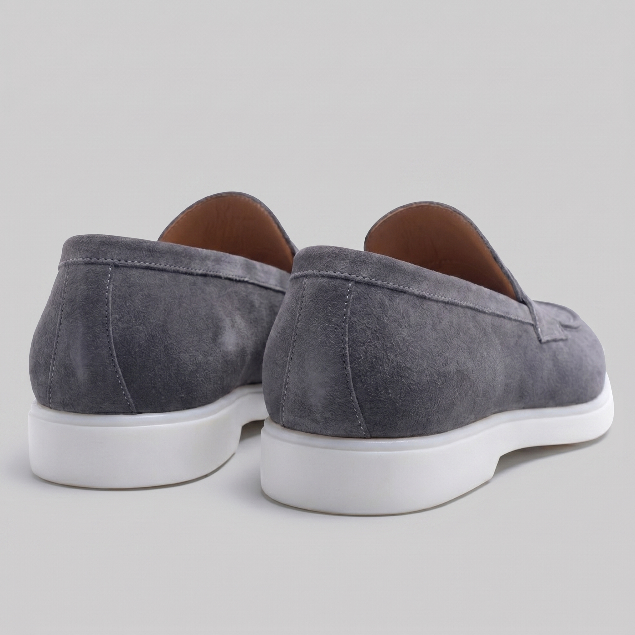 Mocasines de ante con puntera para hombre, suela blanca, casual