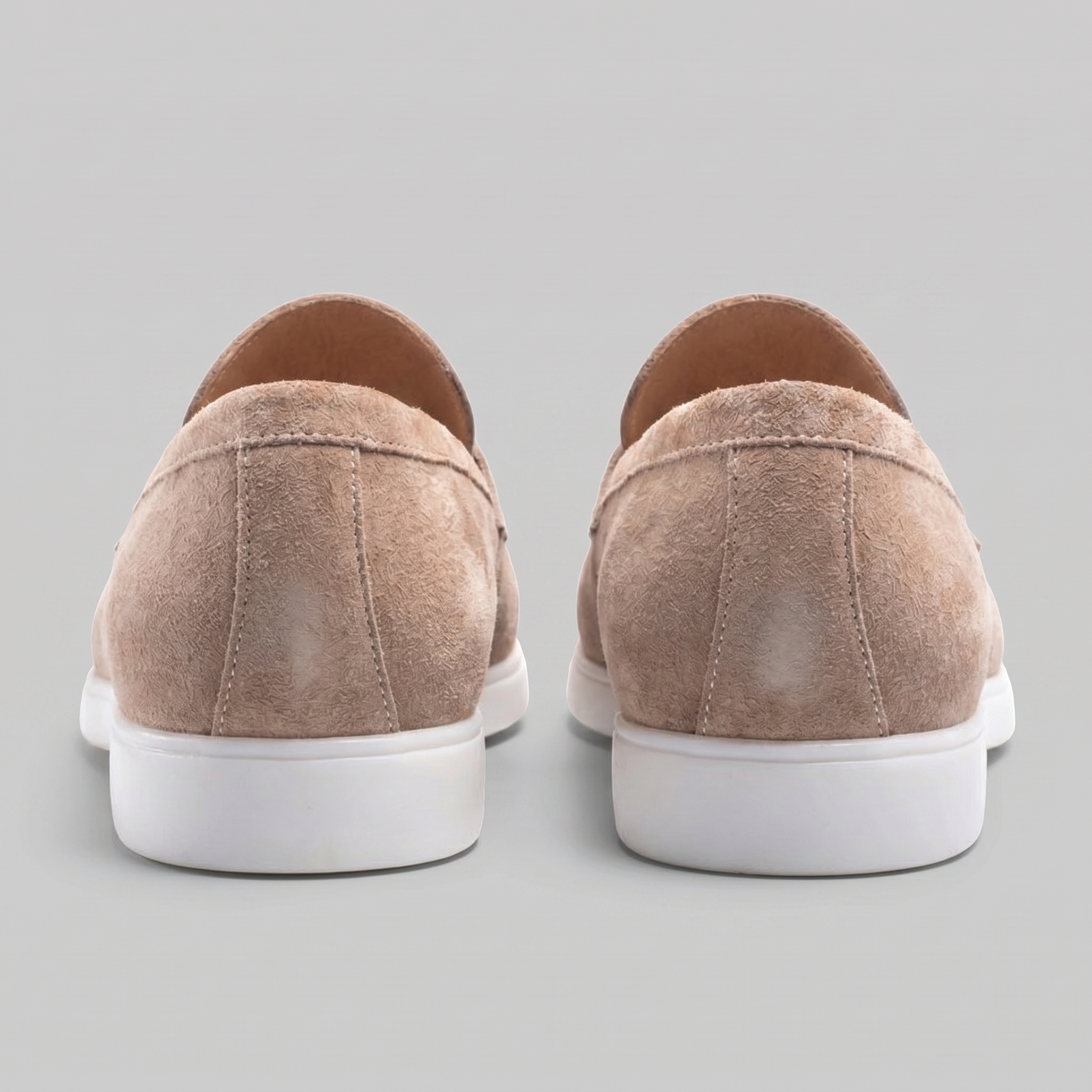 Mocasines de ante con puntera para hombre, suela blanca, casual