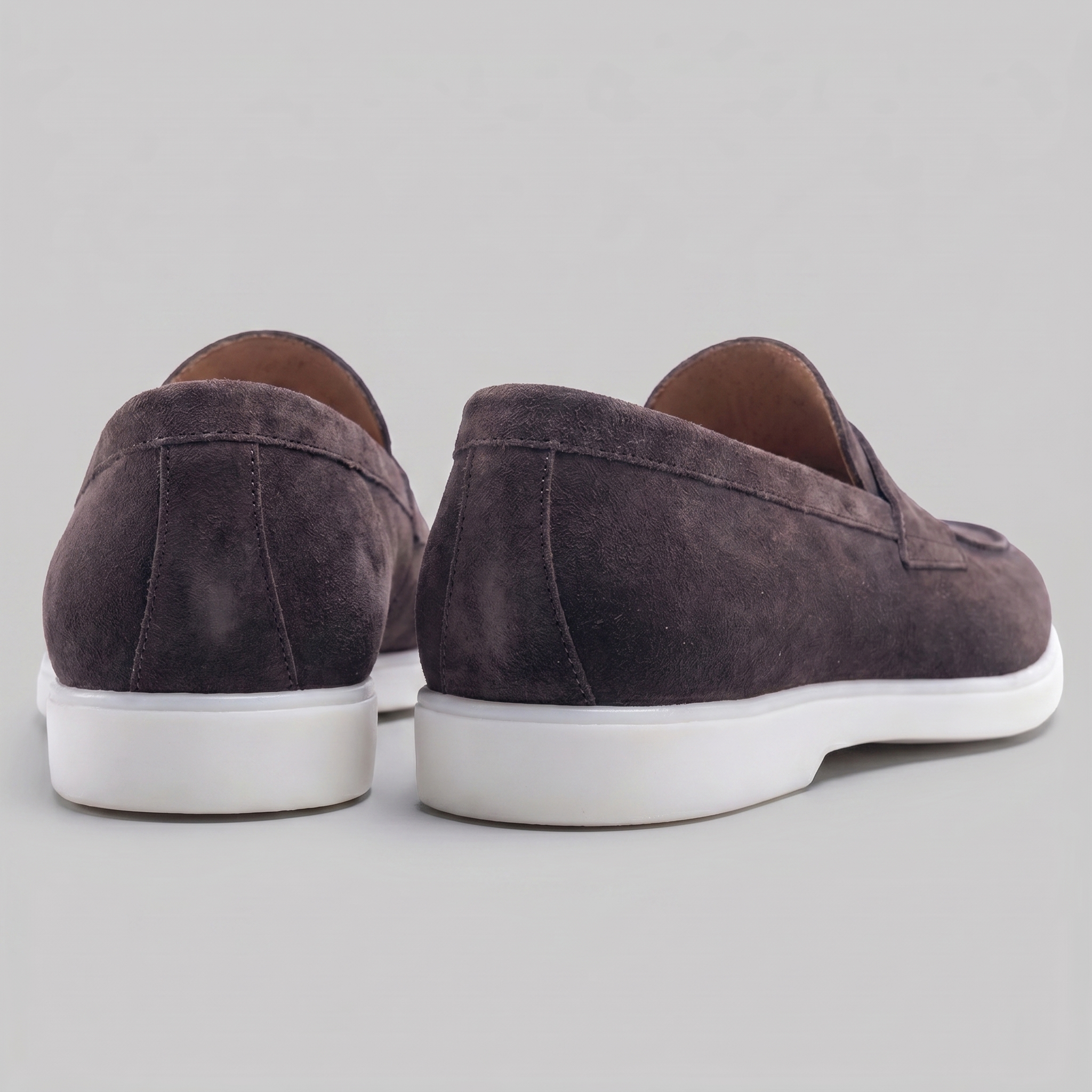 Mocasines de ante con puntera para hombre, suela blanca, casual