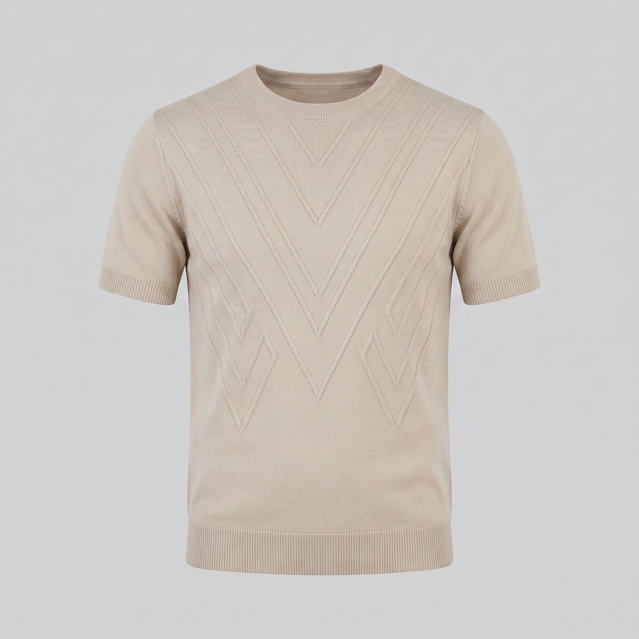 T-Shirt Homem Manga Comprida Casual Textura Gola Redonda