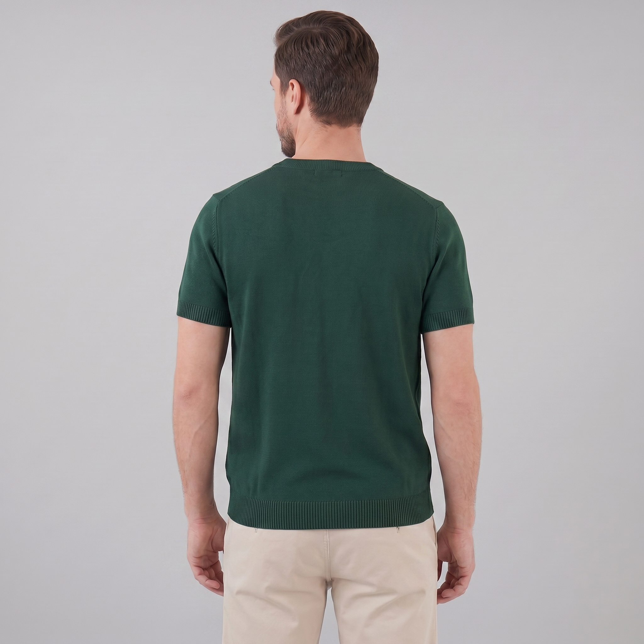 T-Shirt Homem Manga Comprida Casual Textura Gola Redonda