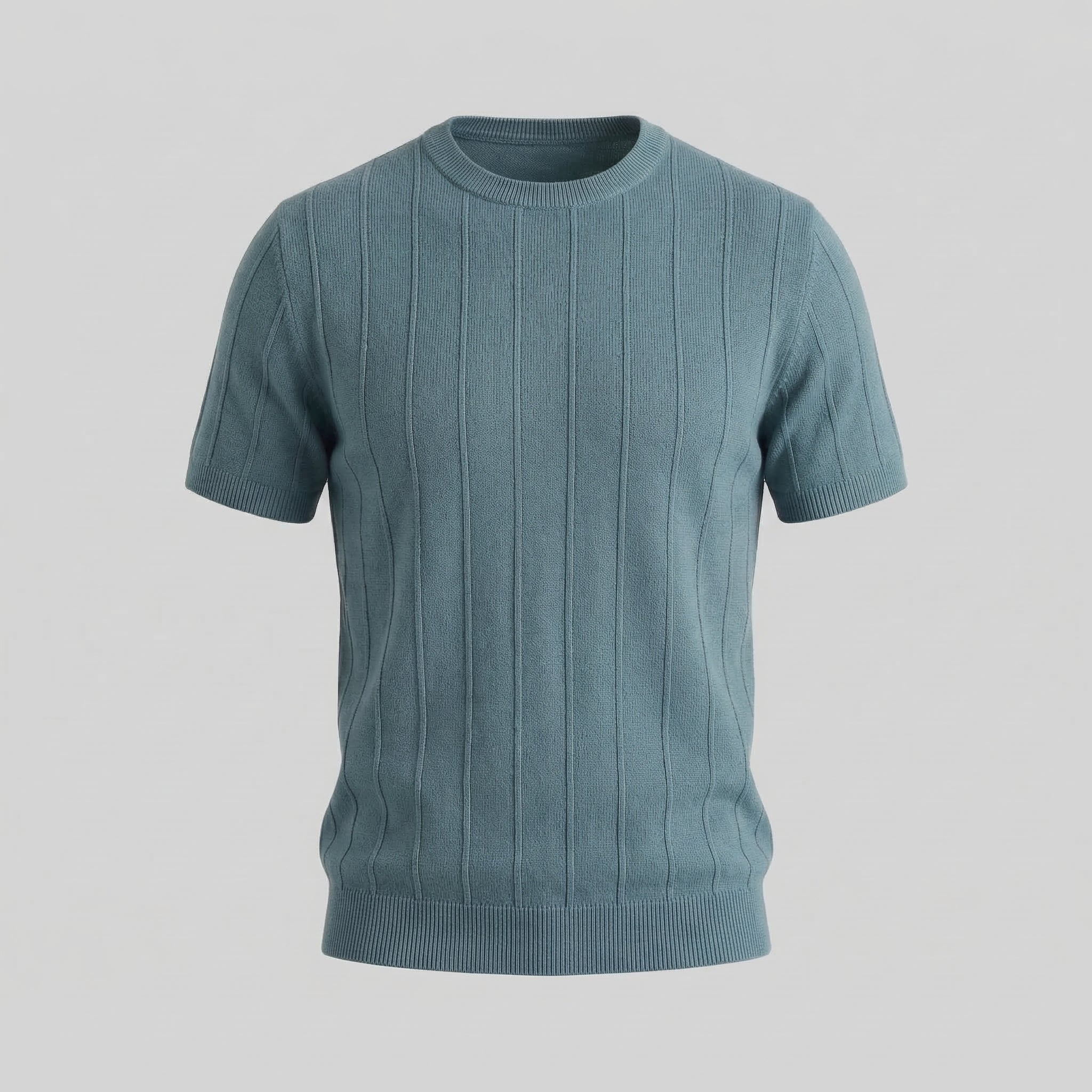 T-Shirt Homem Malha Canelada Casual Chic Manga Comprida