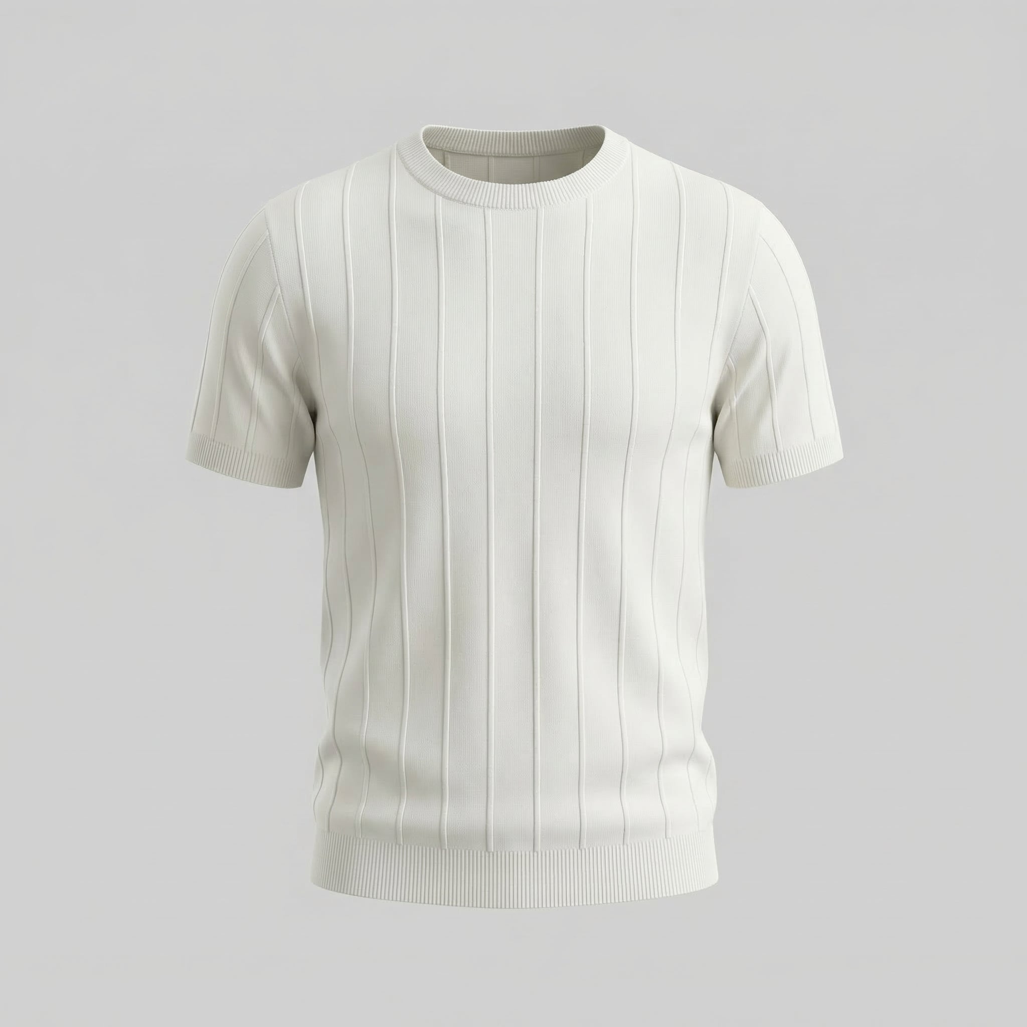 T-Shirt Homem Malha Canelada Casual Chic Manga Comprida