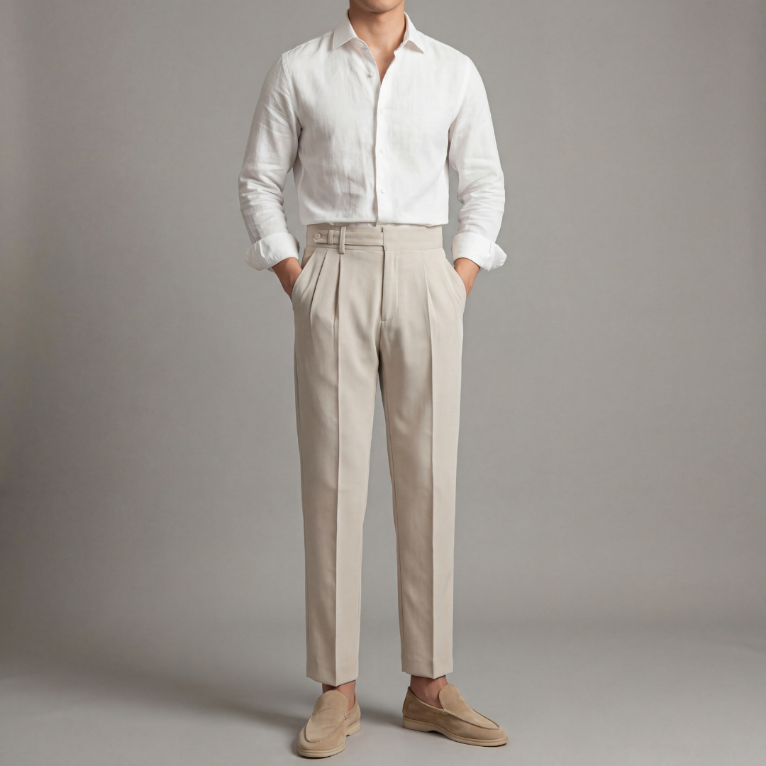 Tailored Fit Pants Men Classic Formal Office