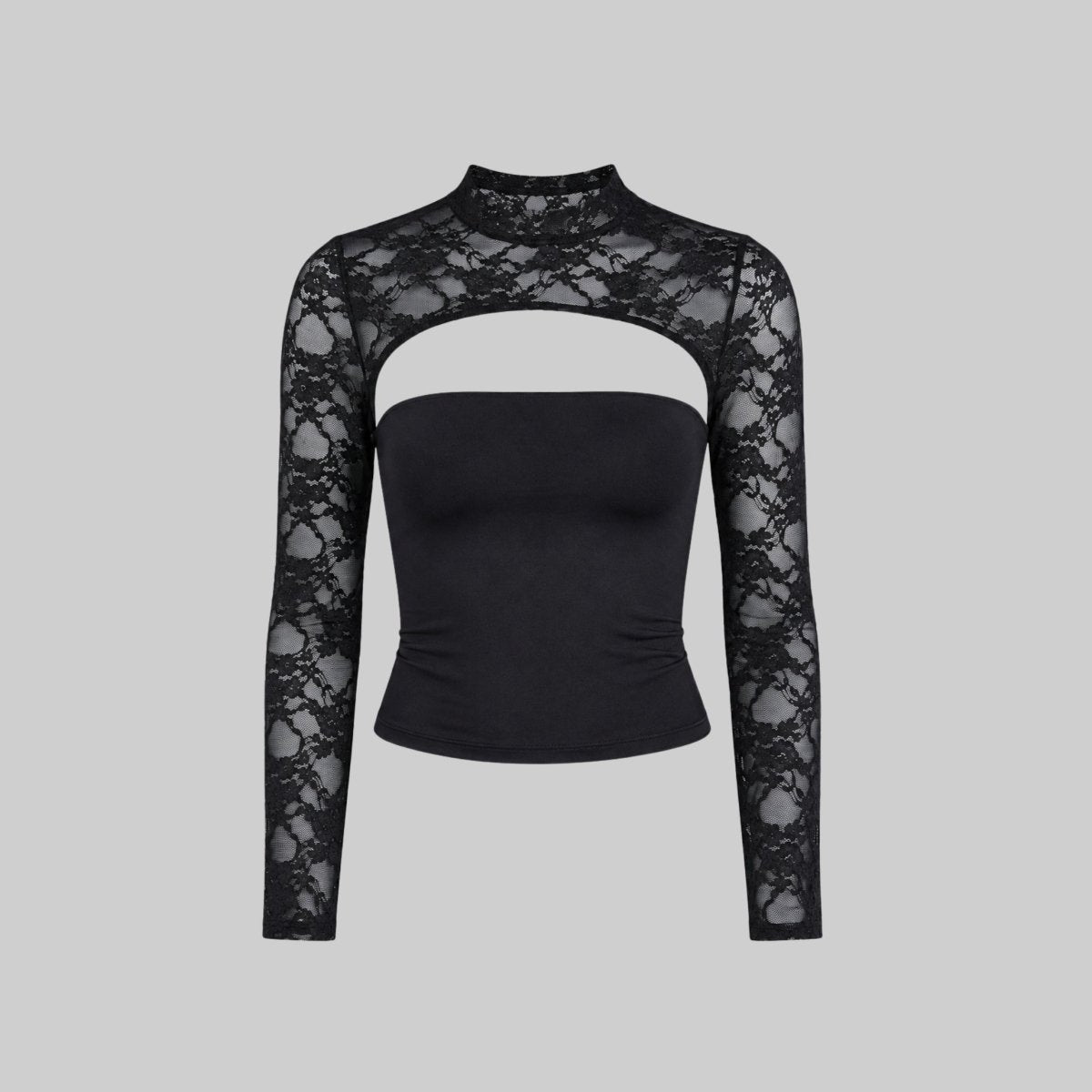 Top Dame Blonde Cutout Mock Neck Flare Ærmer