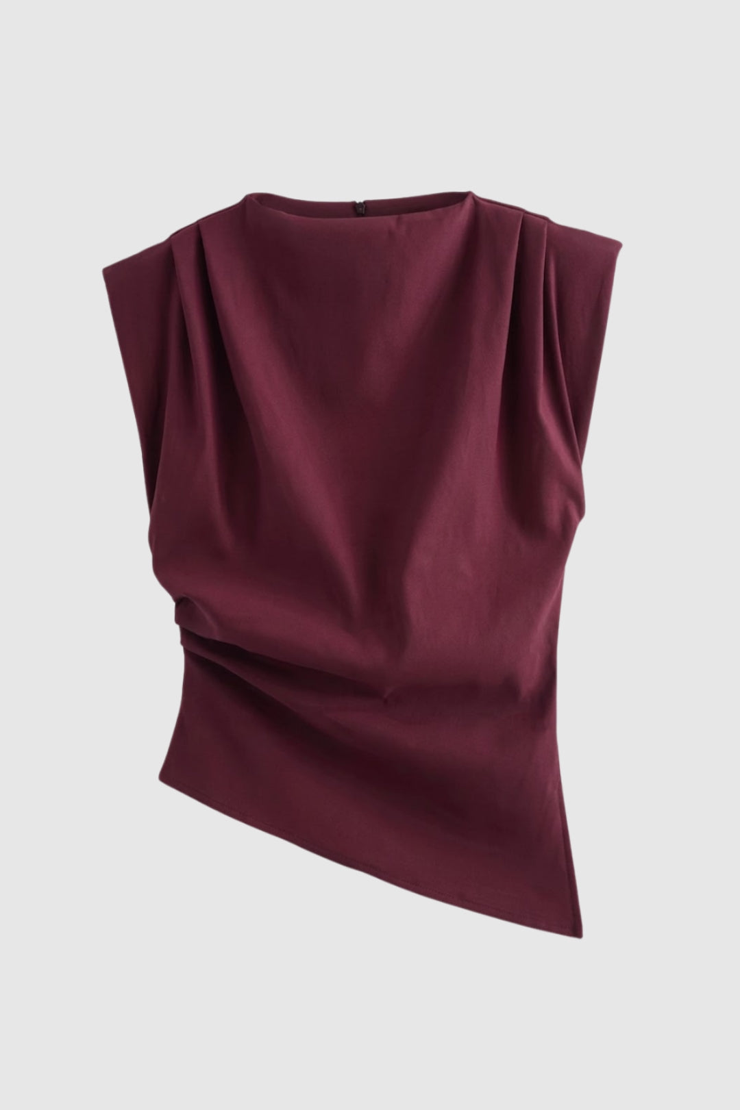 Top Dames Mouwloos Getailleerd Draperie Ronde Hals