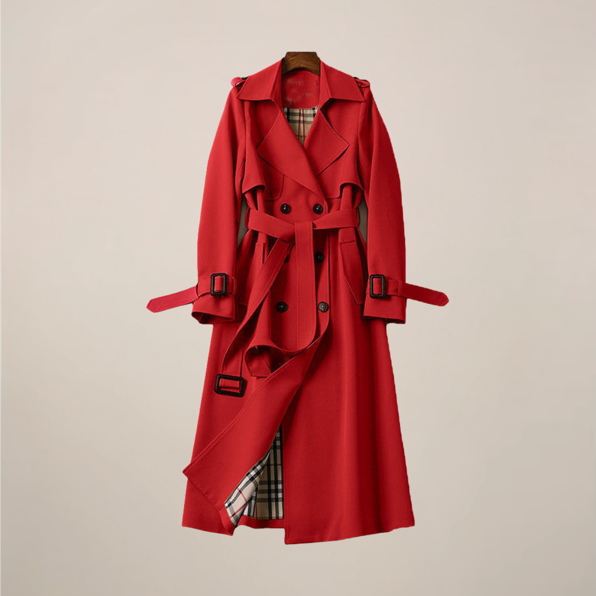 Trenchcoat Dames Double-Breasted Belted Classic Outerwear