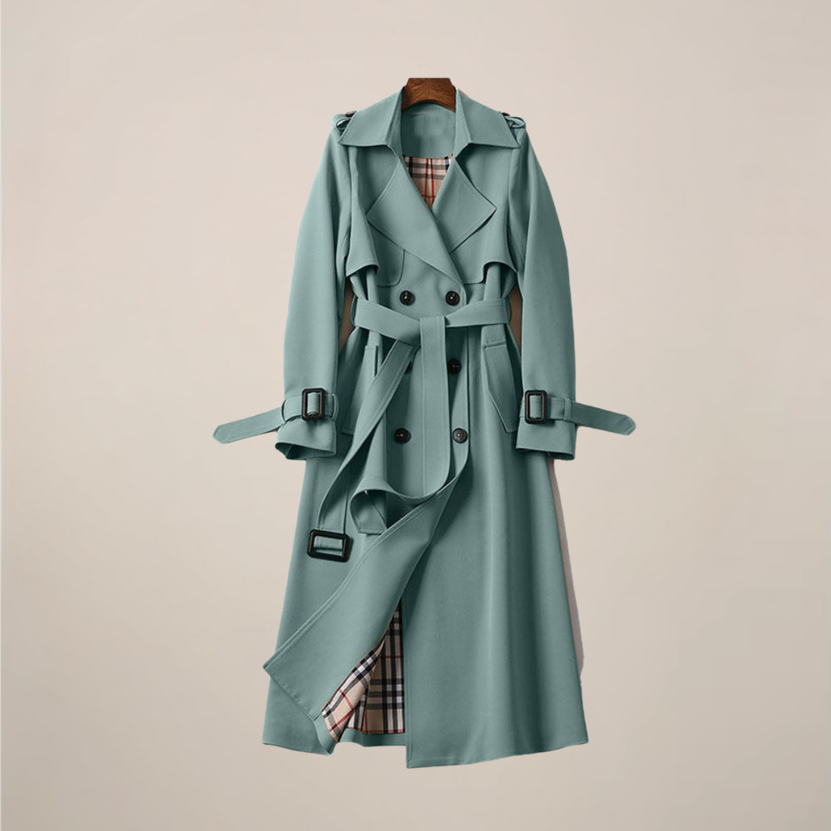 Trenchcoat Dames Double-Breasted Belted Classic Outerwear