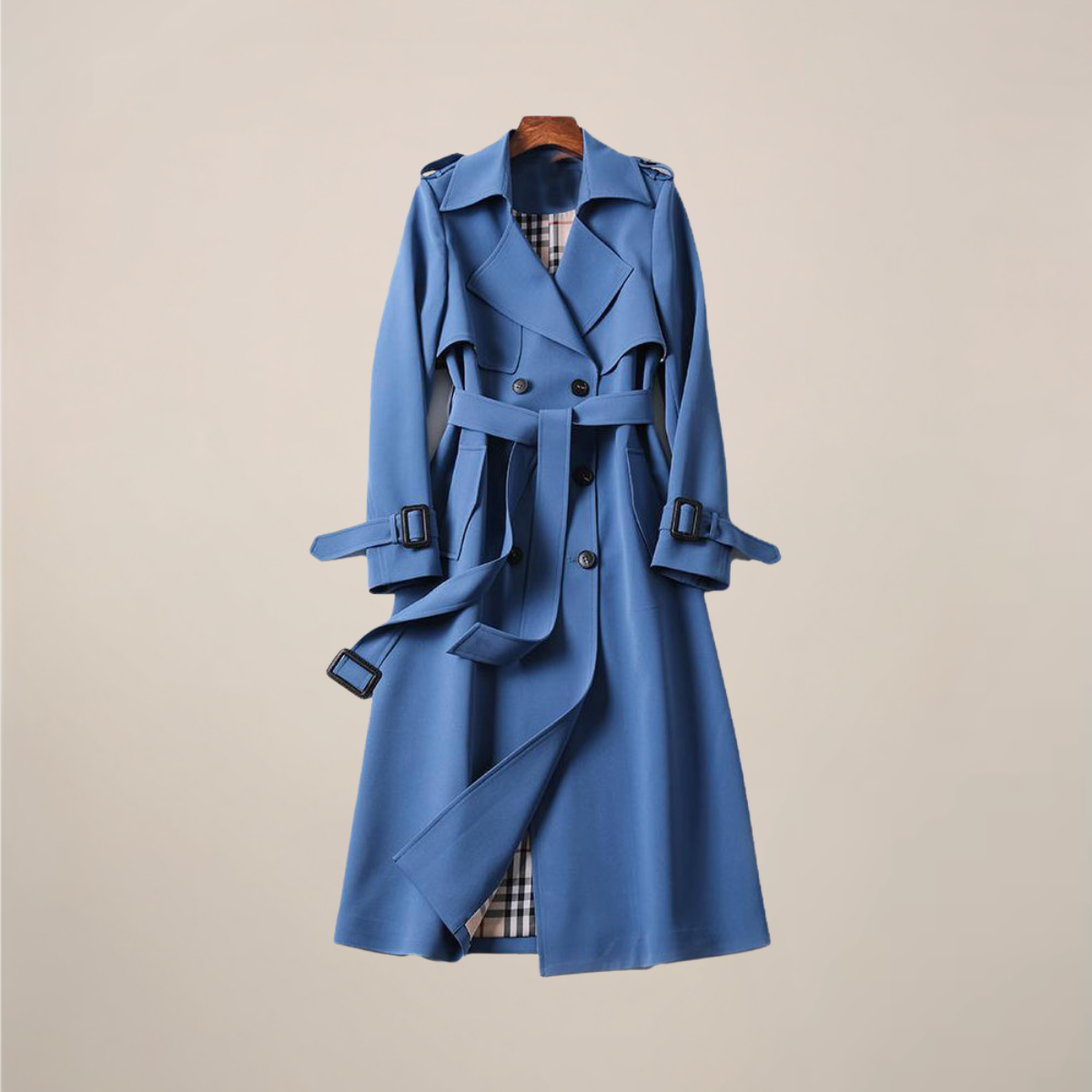 Trenchcoat Dames Double-Breasted Belted Classic Outerwear
