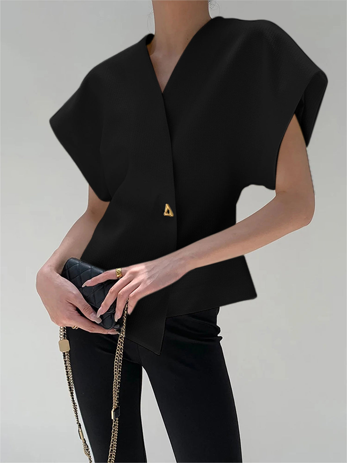 Top de cuello en V para mujer elegante casual formal