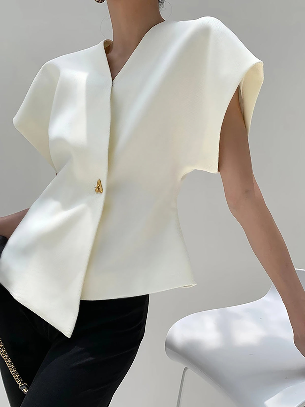 Top de cuello en V para mujer elegante casual formal
