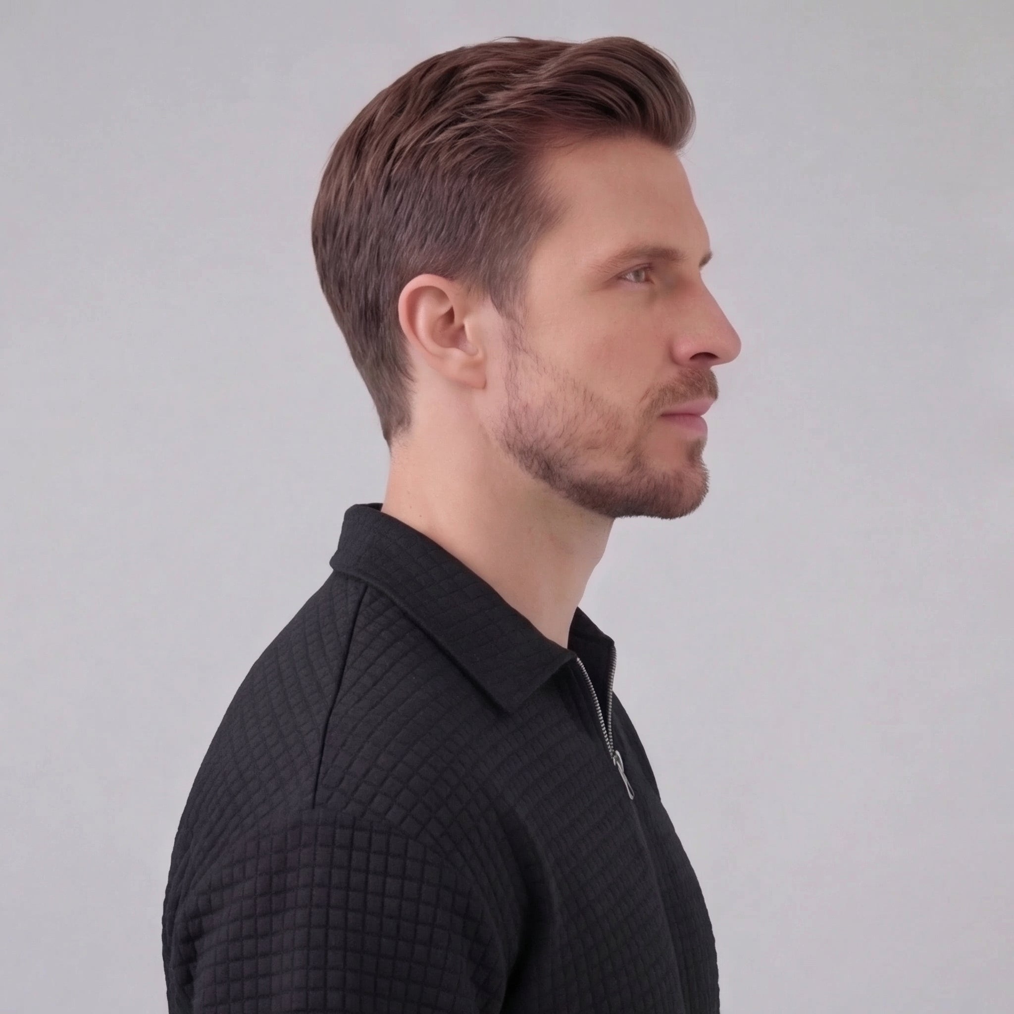 Waffle strikket sæt til mænd sommer casual halv-zip polo
