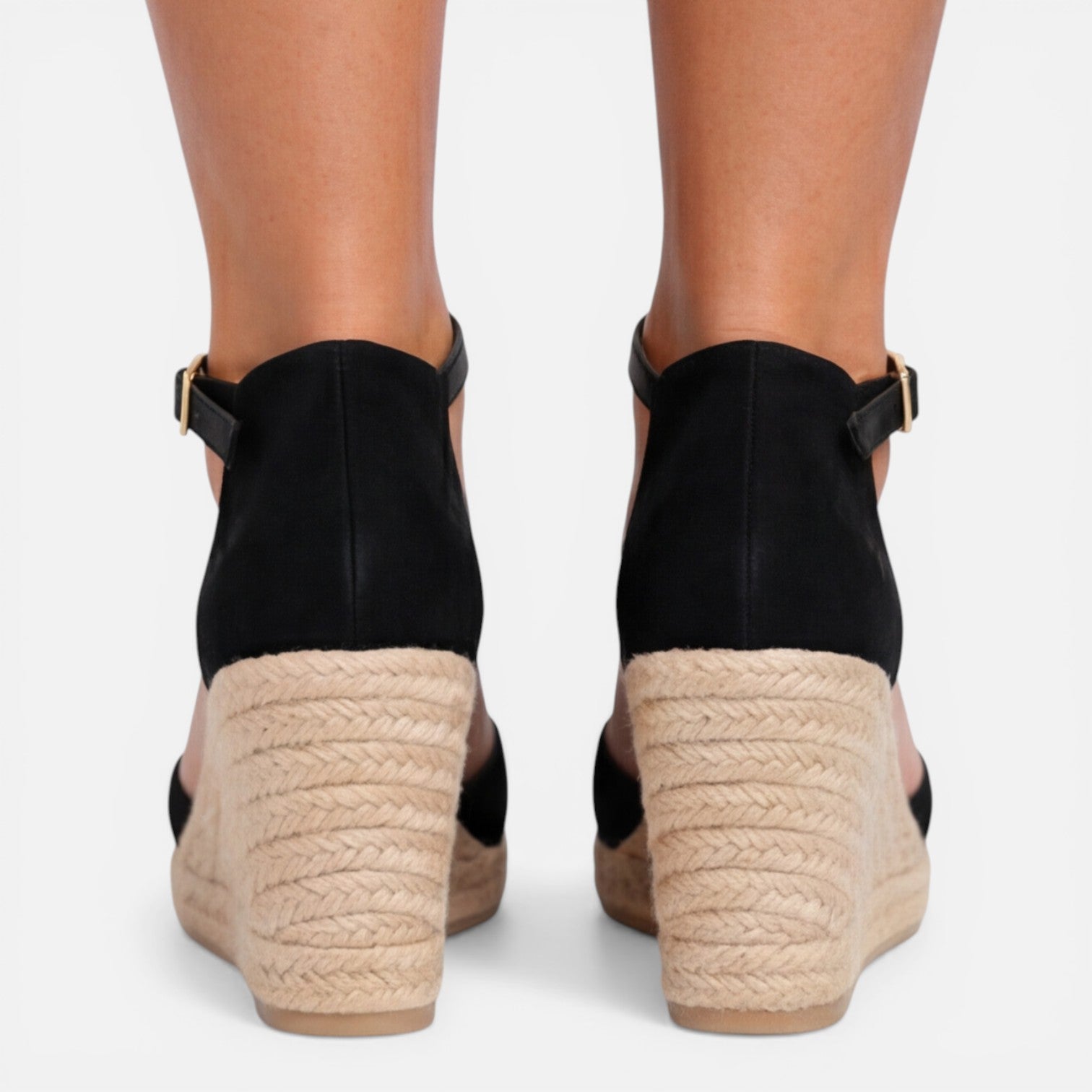 Sandalias de cuña para mujer con punta cerrada y correas al tobillo para verano