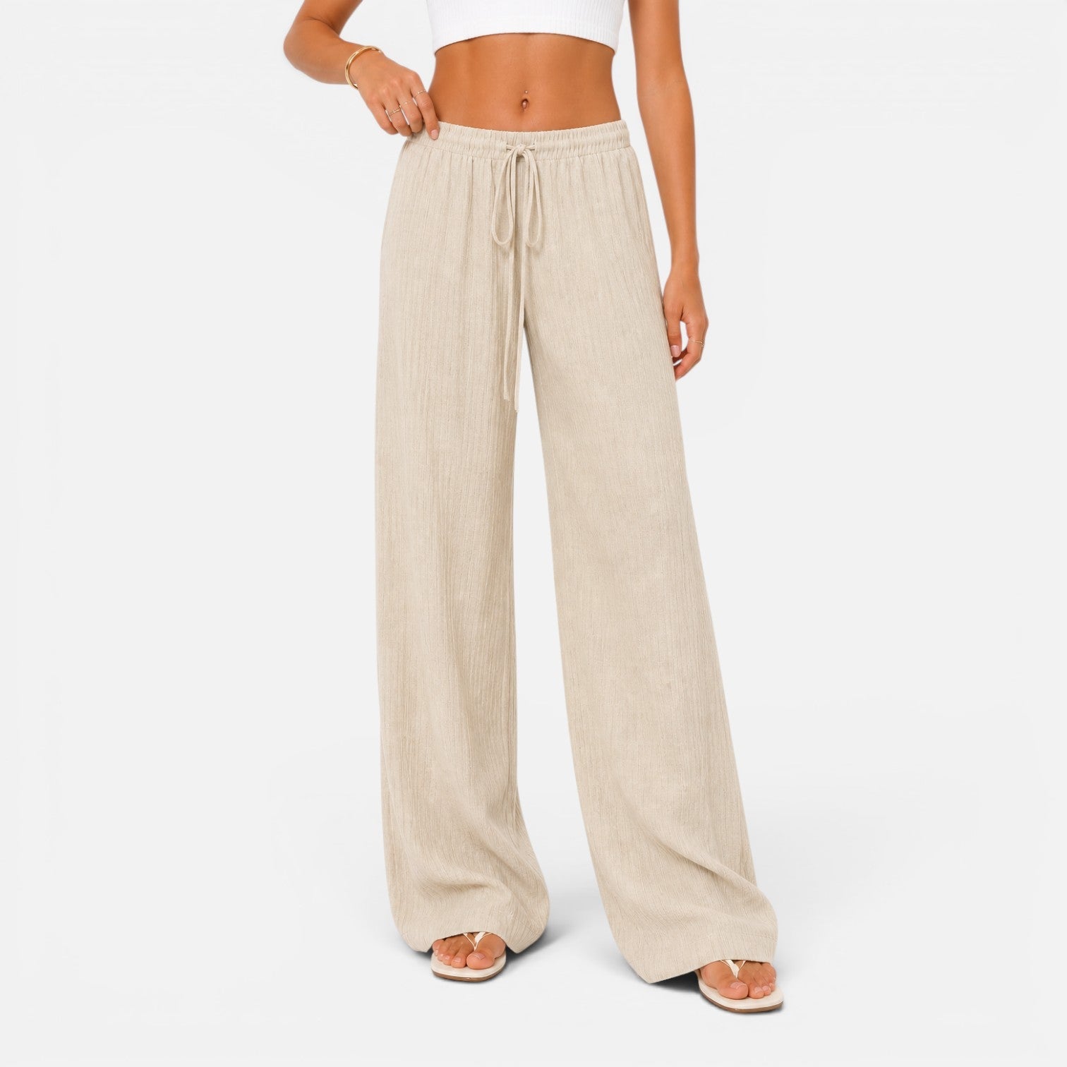 Pantalón ancho para mujer con cintura elástica, ajuste cómodo casual