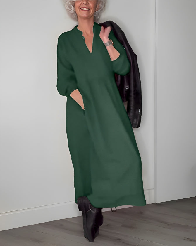 Elegant maxi cocktailkjole med lange ærmer til kvinder
