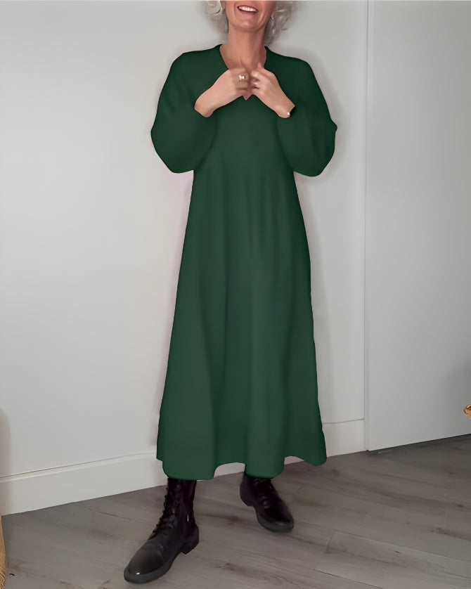 Elegant maxi cocktailkjole med lange ærmer til kvinder