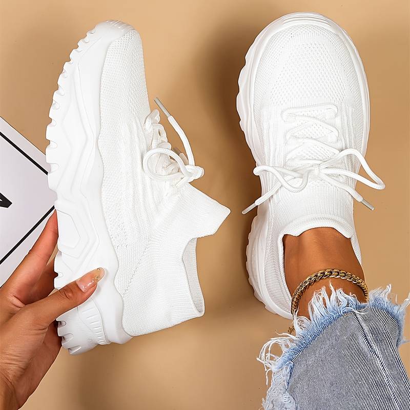 Dames Chunky Sneakers Met Platform Zool En Veter Sluiting