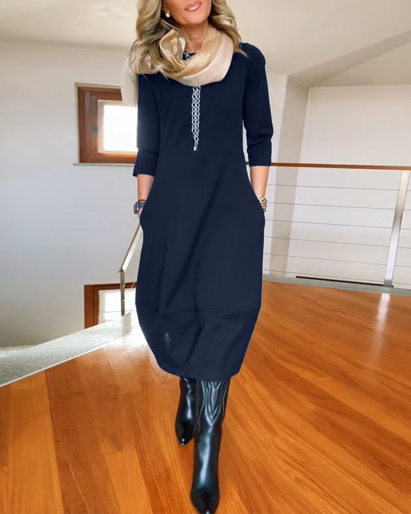 Elegant vintage maxi kjole til kvinder med lommer