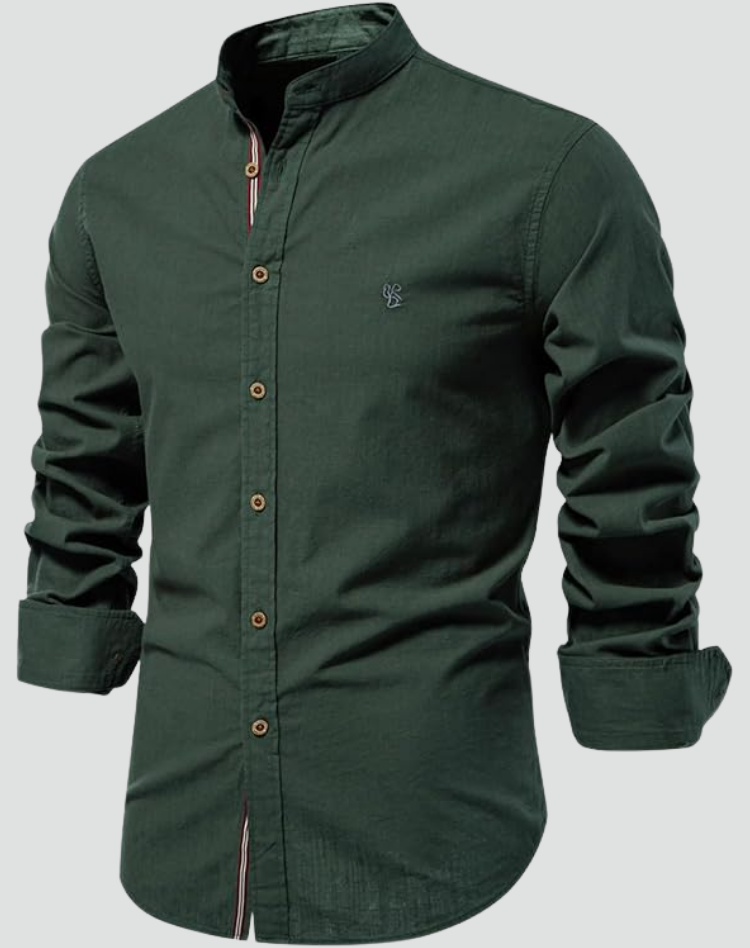 Cămașă de bărbați din in cu mâneci scurte, croială slim fit
