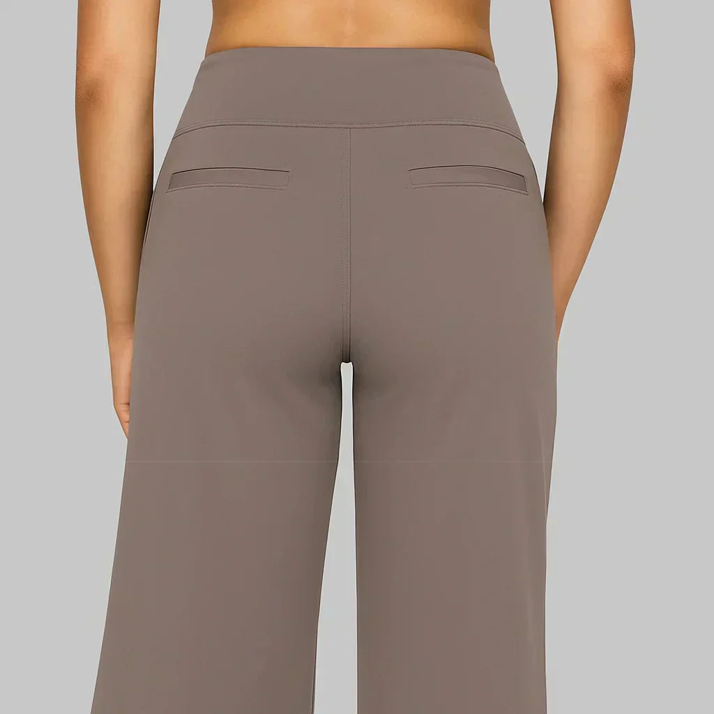Pantalón de Cintura Alta para Mujer con Piernas Rectas y Bolsillos