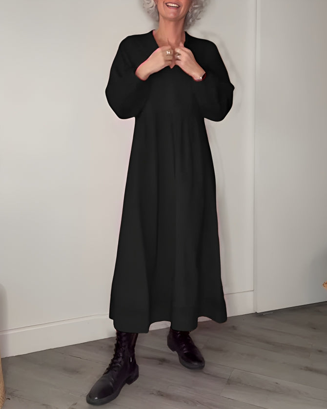 Elegant maxi cocktailkjole med lange ærmer til kvinder