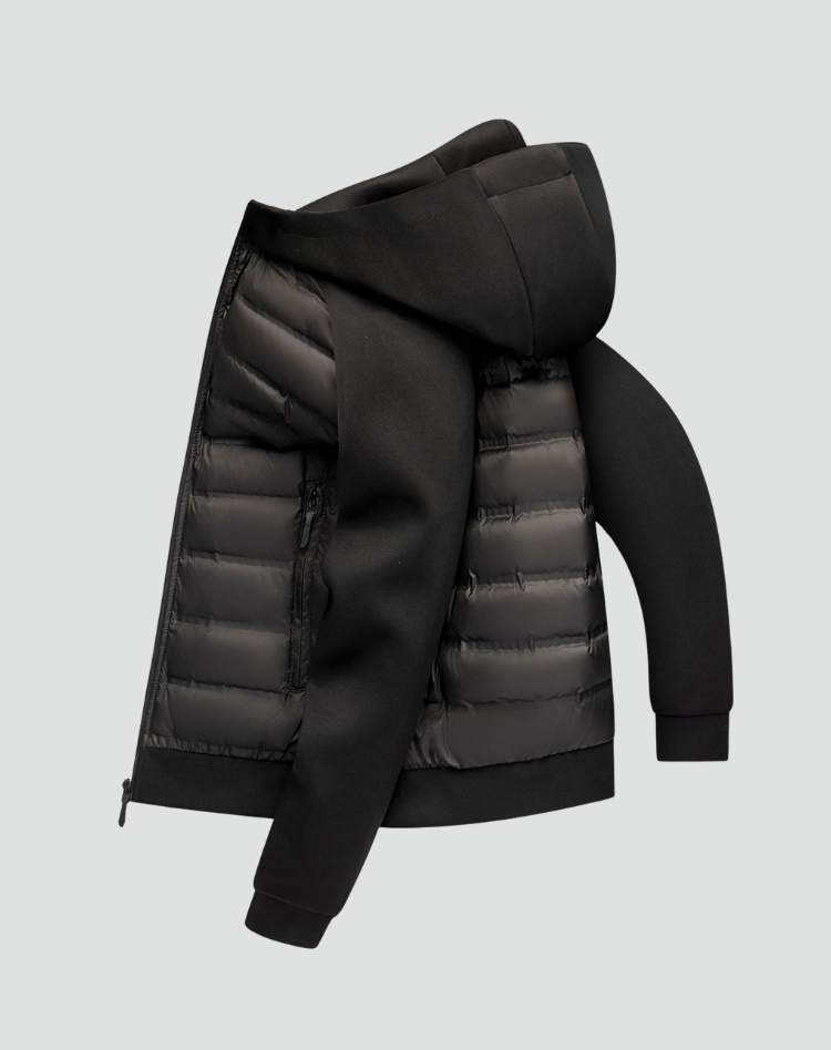 Veste d’hiver hybride matelassée pour homme avec capuche