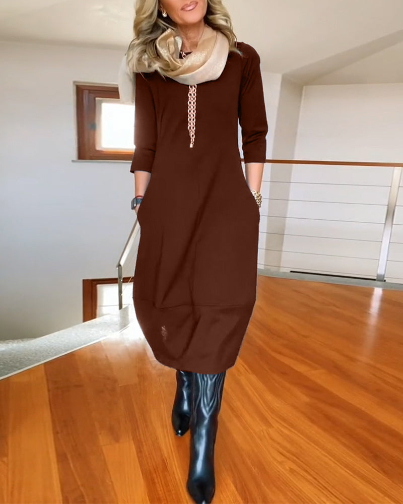 Elegant vintage maxi kjole til kvinder med lommer