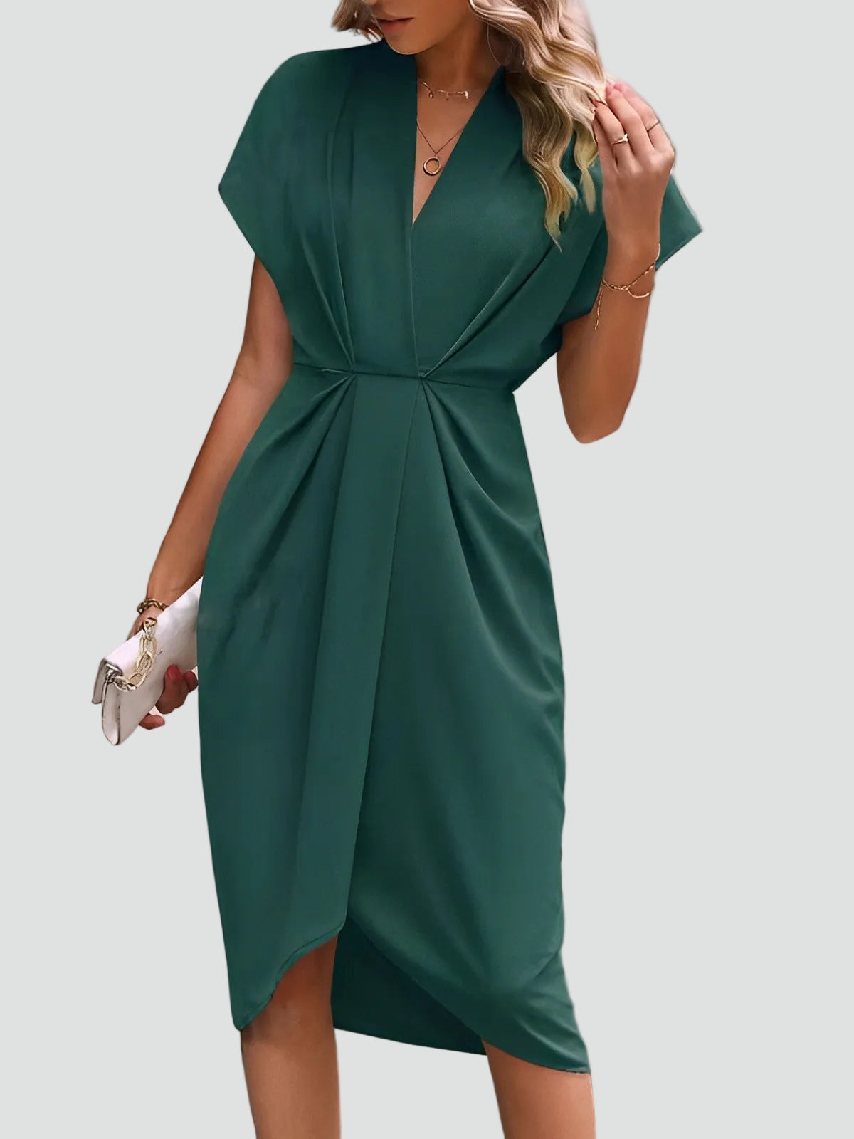 Vestido envelope para senhora, corte regular, tecido macio, cai bem na silhueta