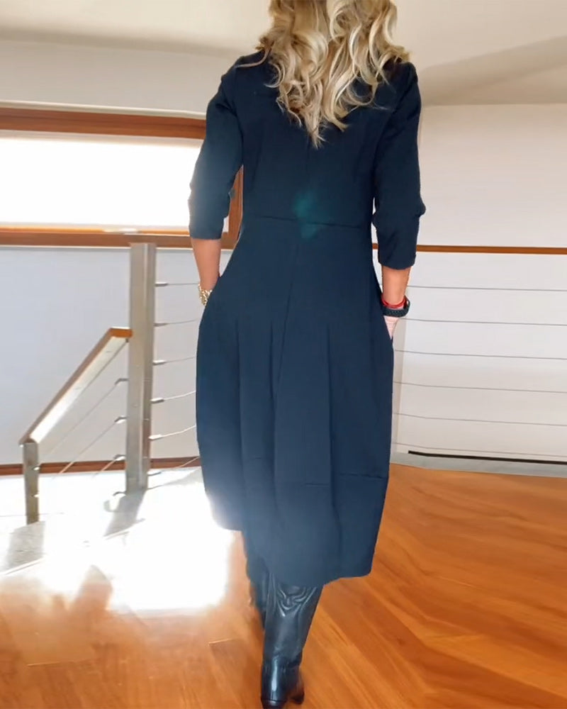 Elegant vintage maxi kjole til kvinder med lommer