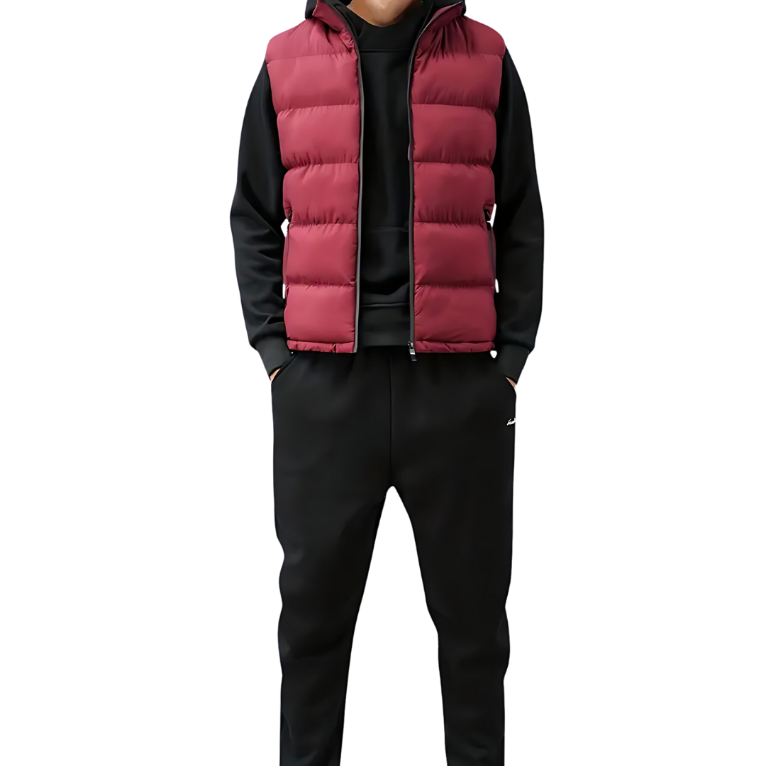 Colete bodywarmer acolchoado para homem para sobreposição com aspeto costurado