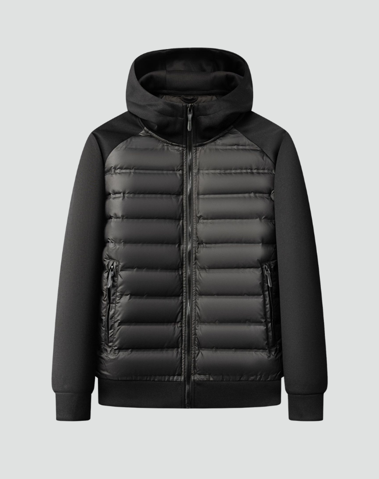 Veste d’hiver hybride matelassée pour homme avec capuche