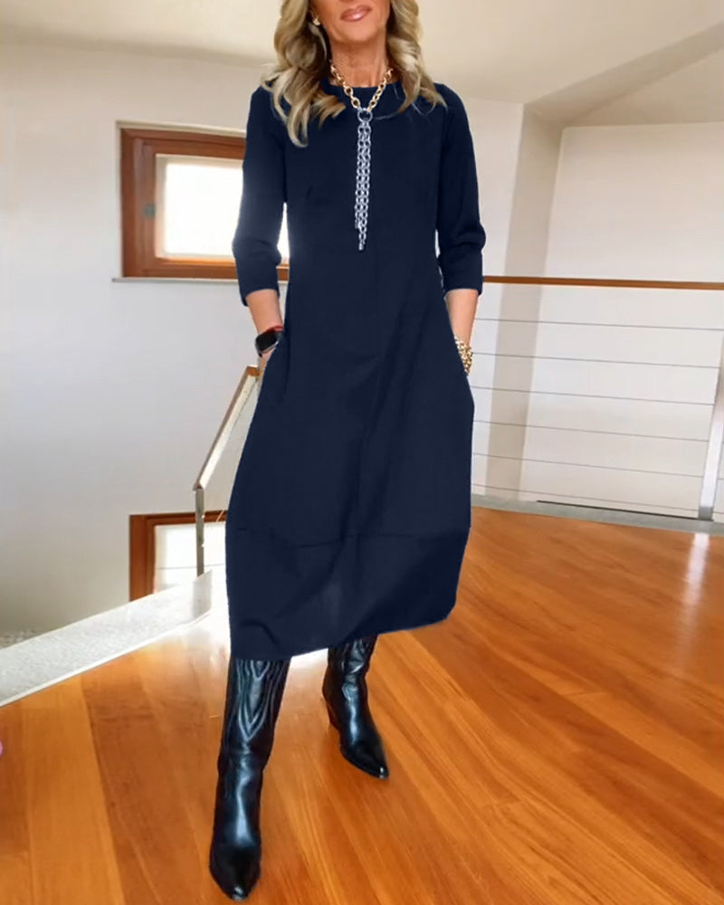 Elegant vintage maxi kjole til kvinder med lommer