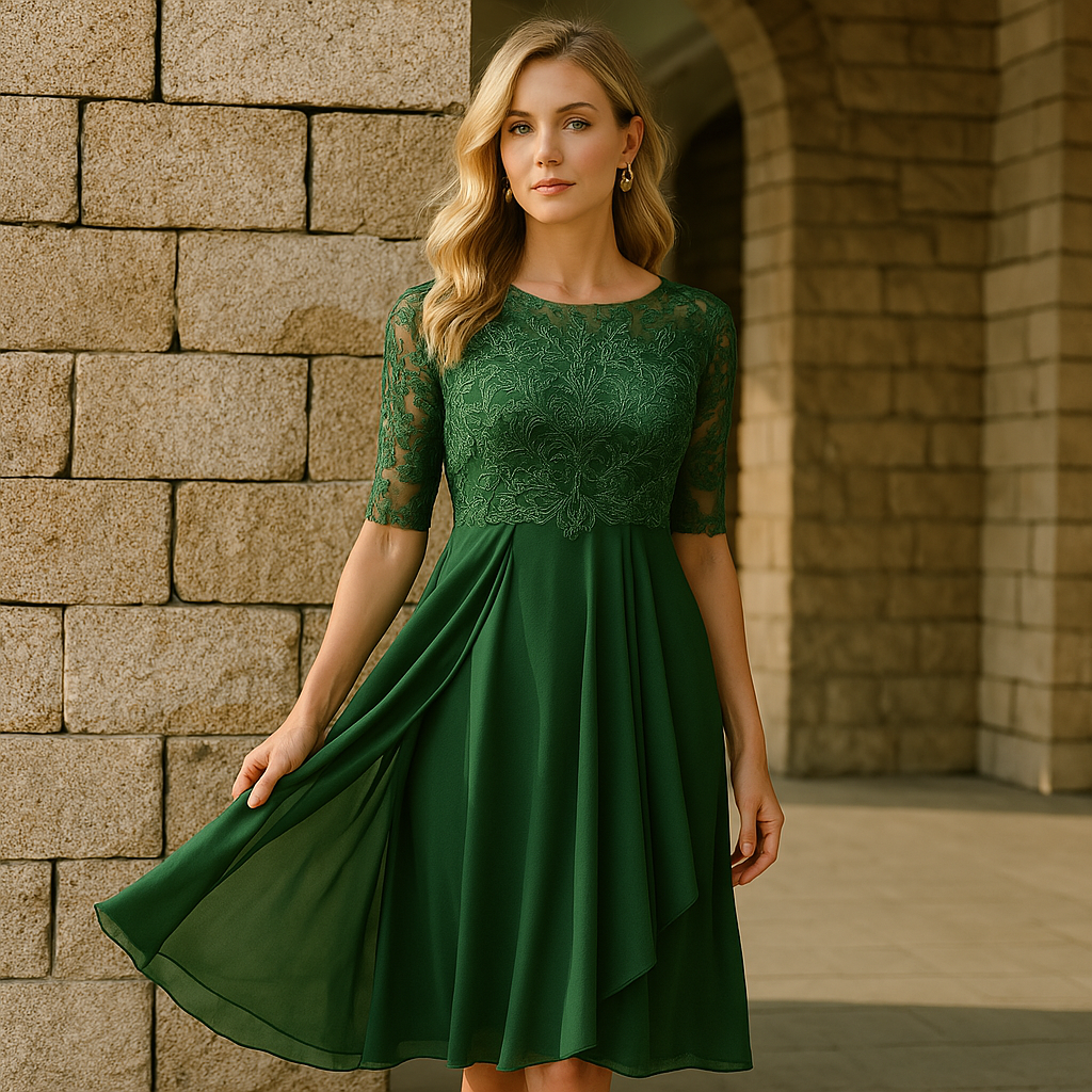 Robe élégante à manches mi-longues pour soirées