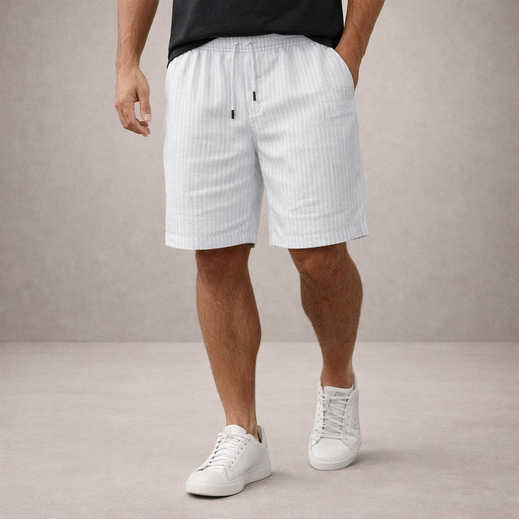 Pánské lněné krátké kalhoty Regular Fit Prodyšné Letní Casual