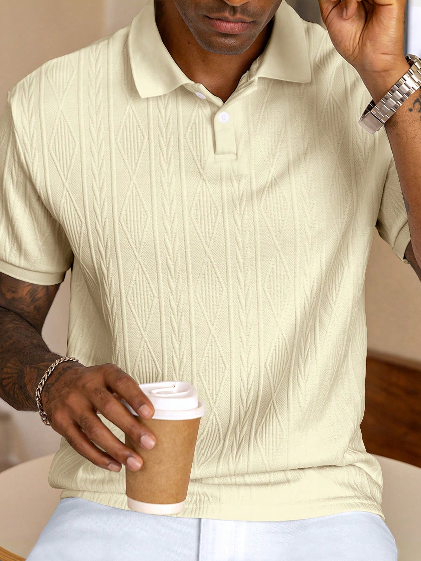 Heren Polo Shirt Met Korte Mouwen En Knoopdetails