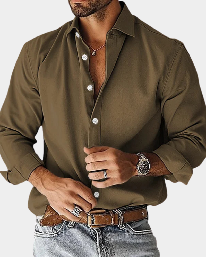 Herre skjorte med lange ærmer og button-down krave, slim fit