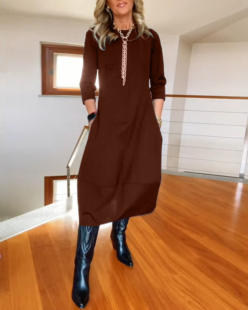 Elegant vintage maxi kjole til kvinder med lommer