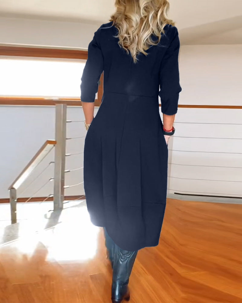 Elegant vintage maxi kjole til kvinder med lommer