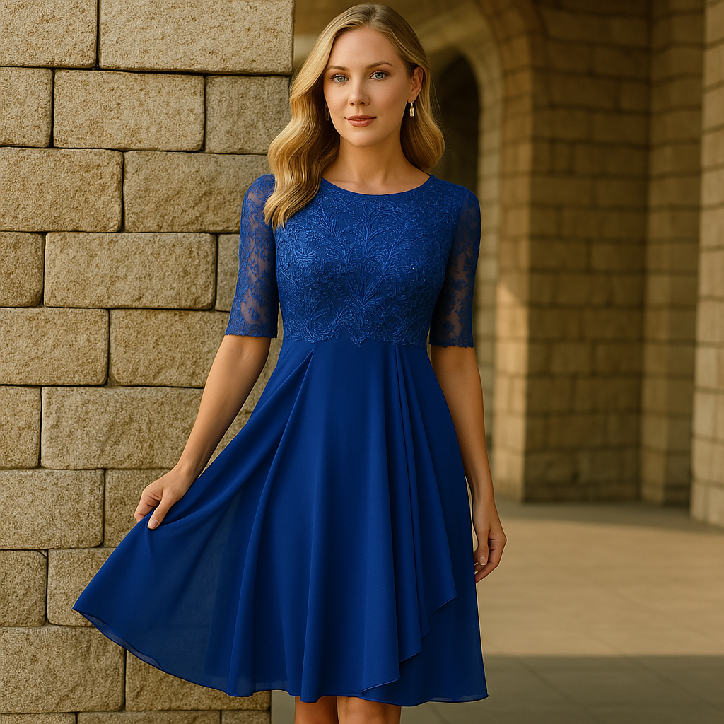 Vestido Elegante com Mangas 3/4 para Festas à Noite
