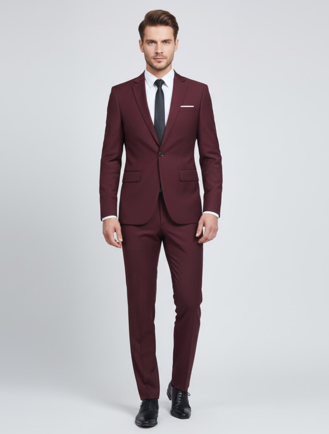Traje Hombre Corte Slim Cuello Redondo Formal Invierno