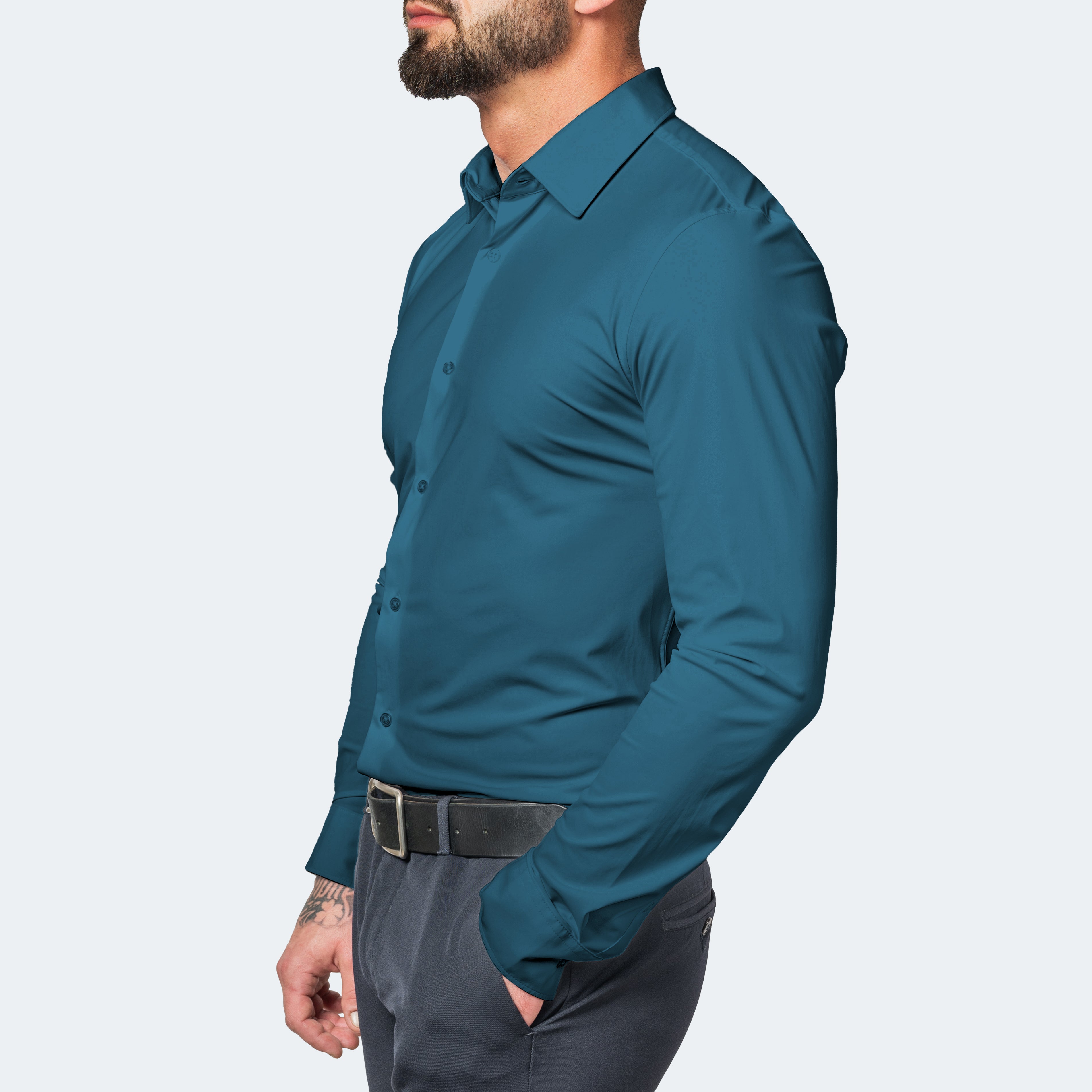 Camisa branca de homem - stretch extremo e sem necessidade de passar