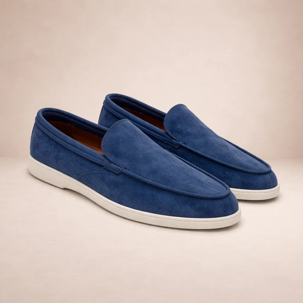 Mocassins décontractés homme coupe régulière dessus cuir modèle à enfiler