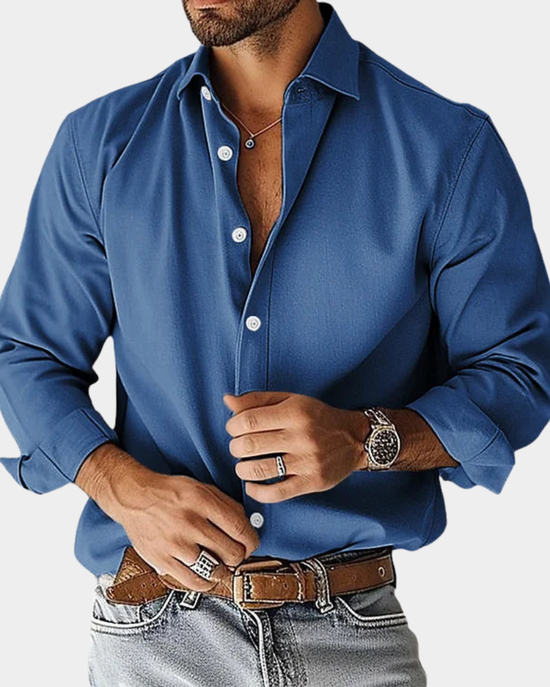 Herre skjorte med lange ærmer og button-down krave, slim fit