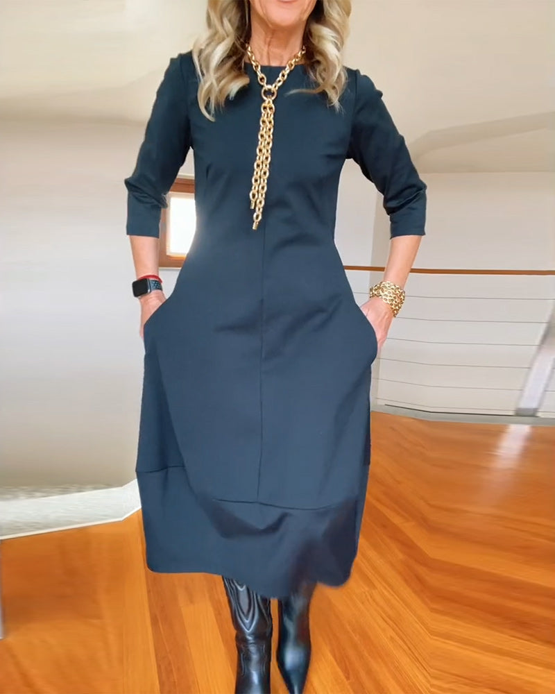 Elegant vintage maxi kjole til kvinder med lommer