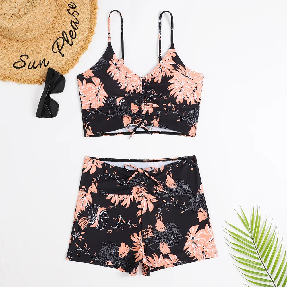Conjunto de tankini para mujer a la moda con estampado y ajuste favorecedor