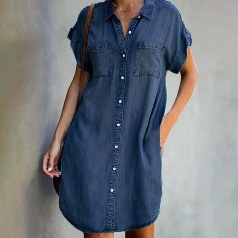 Vestido de mezclilla para mujer con ajuste cómodo y diseño atemporal