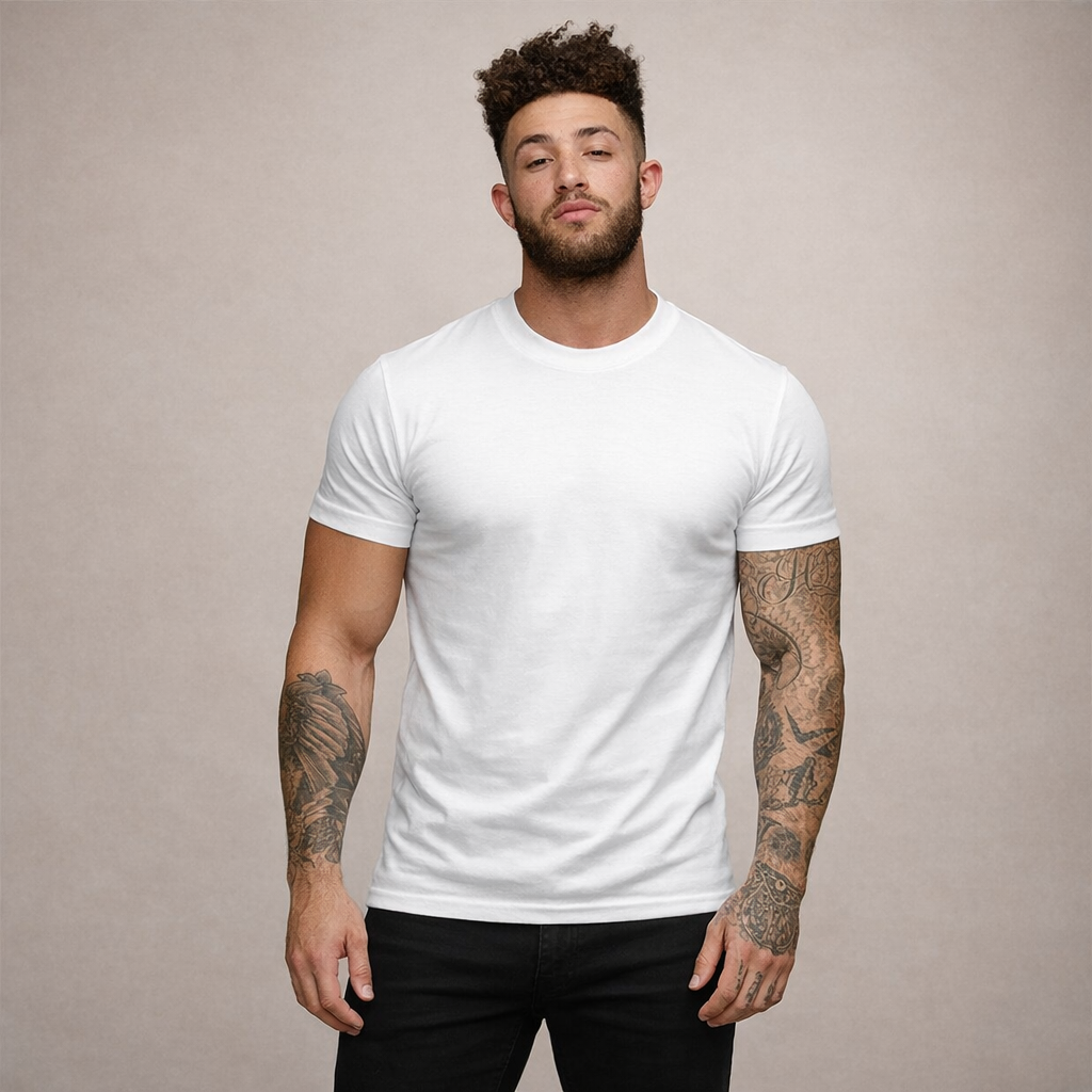 T-shirt homme coupe slim col rond manches courtes