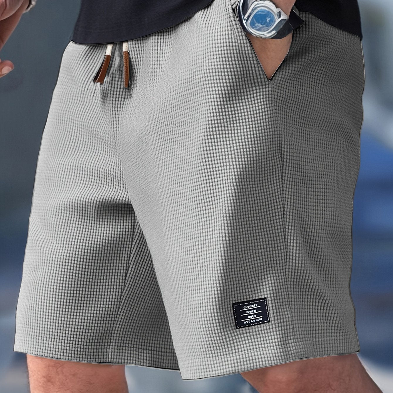 Pantalones cortos ajustados para hombre con cintura ajustable para uso casual