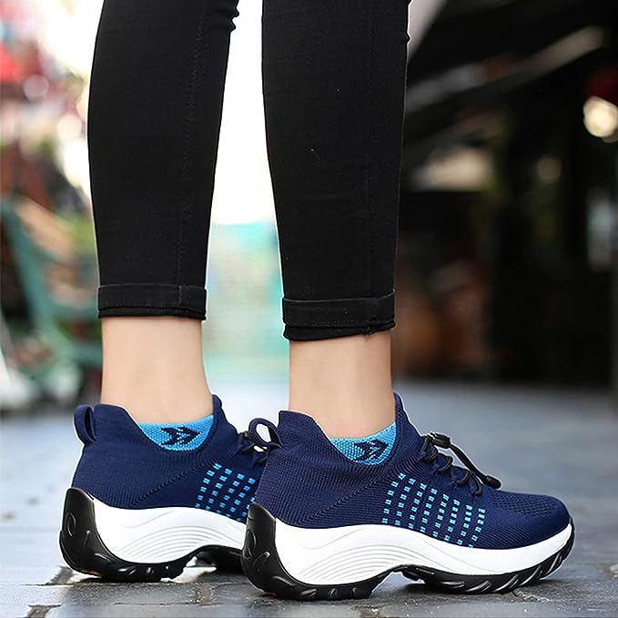 Dames Comfort Sneakers Met Elastische Veters En Antislip Zool